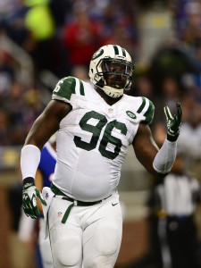 Nov 24, 2014; Detroit, MI, USA; New York Jets defensive end Muhammad Wilkerson (96) against the Buffalo Bills at Ford Field. Mandatory Credit: Andrew Weber-USA TODAY Sports